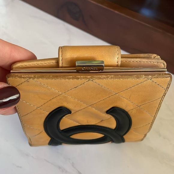 Chanel Quilted Black Tan Vintage Wallet As Is CC Authentic - Picture 17 of 17